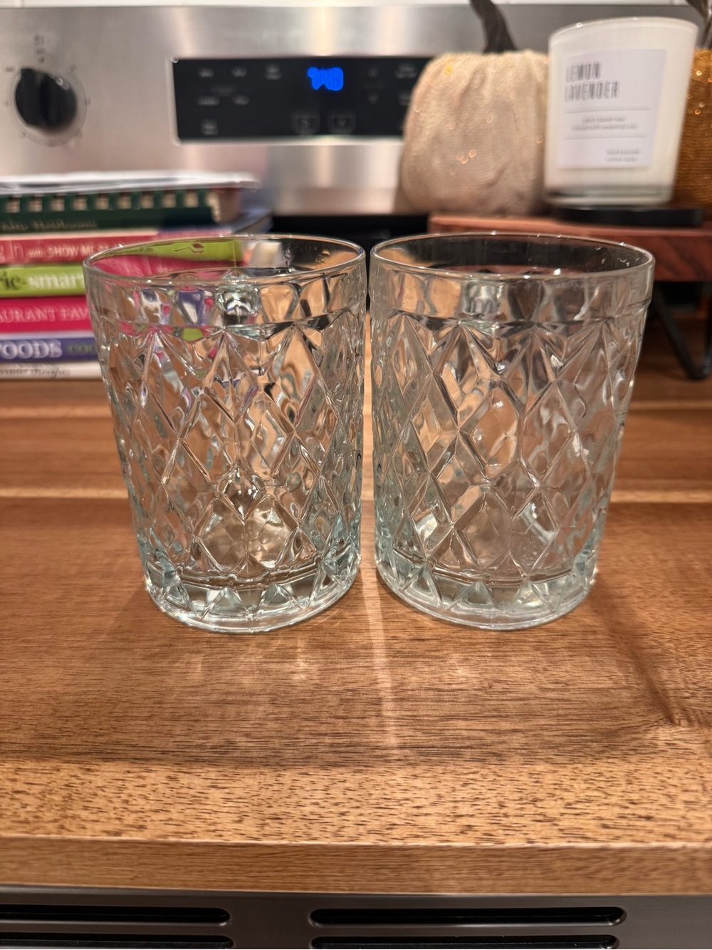 Paul Sebastian Crystal Mugs Set of 2 Diamond Cut Glass Handles Vintage